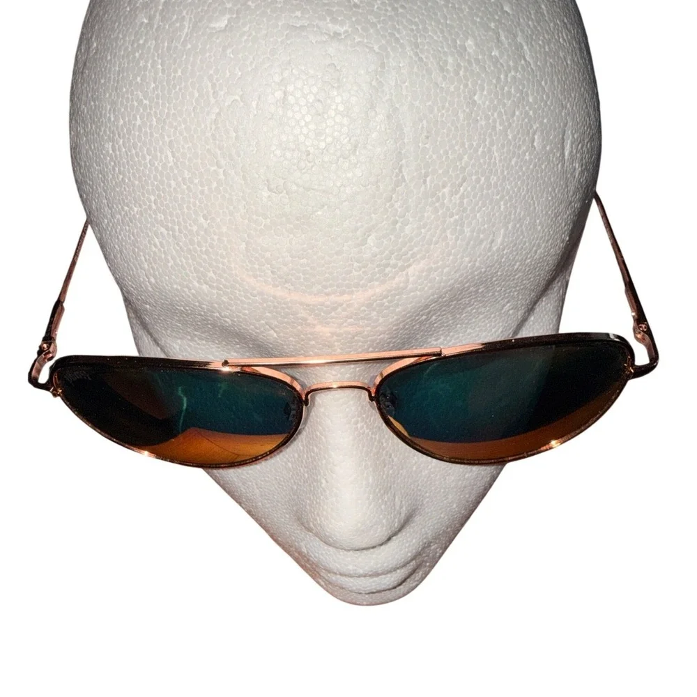 Pugs Gear M10 Aviator Sunglasses Rose Gold Mirrored Lens‎ Pilot Shades Vacation